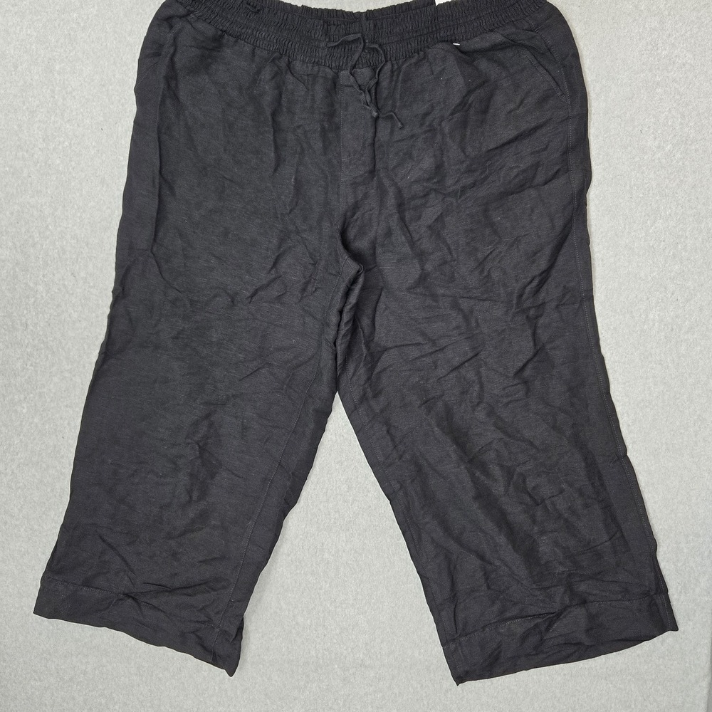Lane Bryant Women Pants 22/24 Black Linen Wide Leg Baggy Coastal Beach NWT